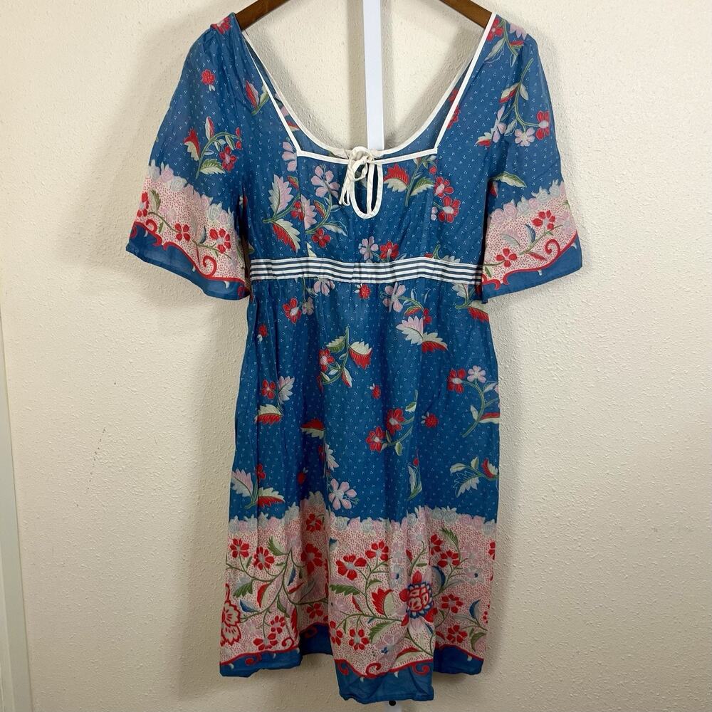 Anthropologie Lilka Floral Babydoll Dress Small Tie Back Boho Twee Cottagecore